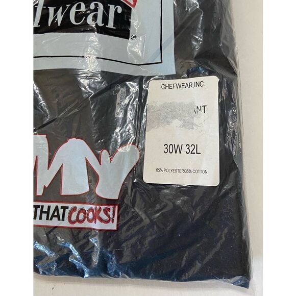Chefwear Black Work Pants NWT - Clasp & Zipper - 30x32 - Flat Front Chef Pants - Picture 3 of 5